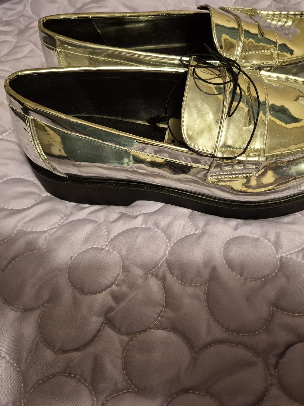 Metallic Gold Women's Penny Loafers